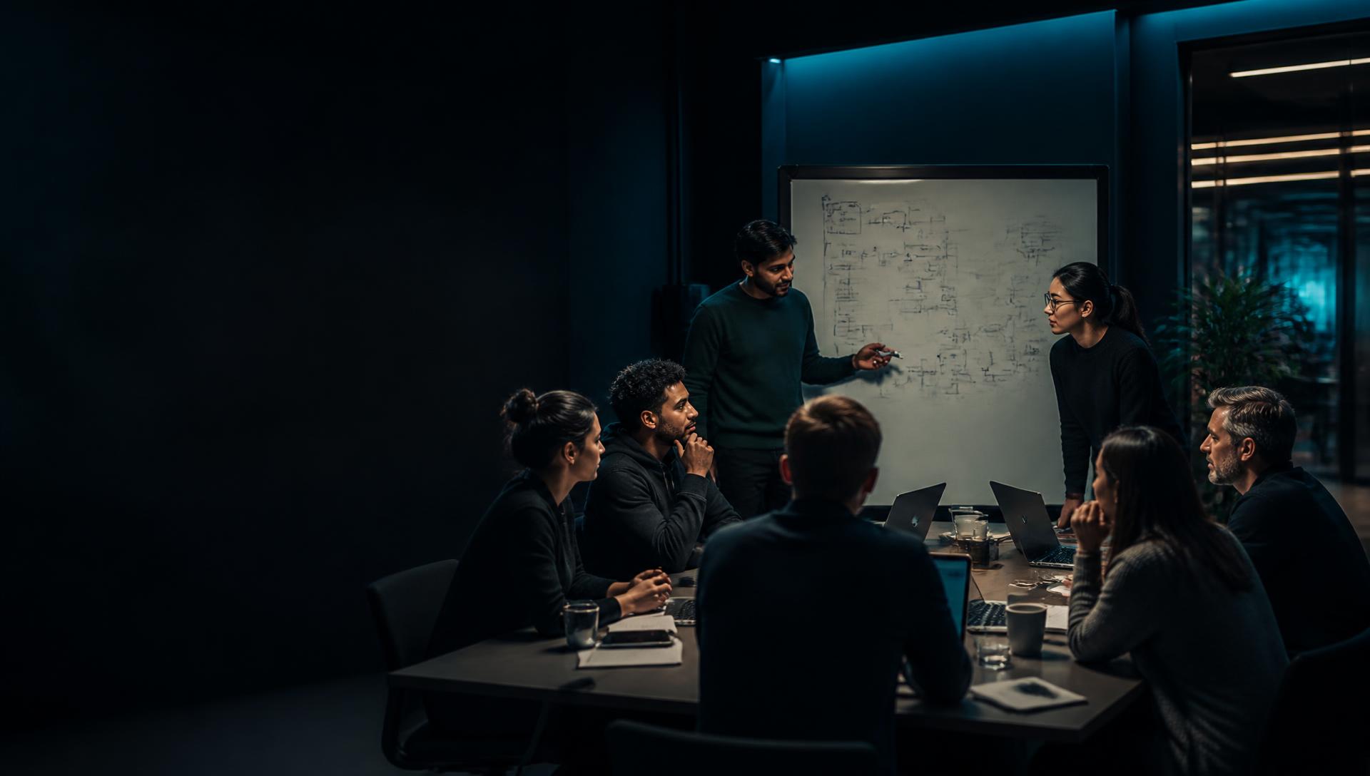 Product, design and engineering team collaborating